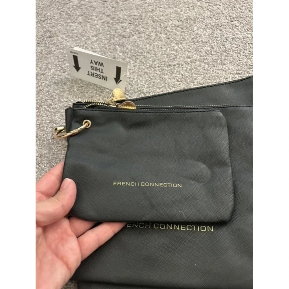 French Connection Luxe Travel Pouches Womens OS Black NEW 3-Pack Saffiano Set
